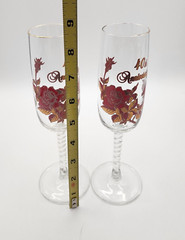 Vintage Banawe Canada 40th Anniversary Champagne/ Wine Glass Flute Rare Red Rose