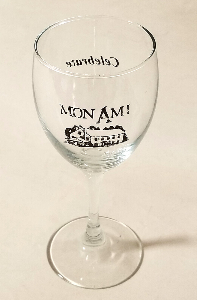Mon Ami Catawba Island – Celebrate – Wine Glass – 7&Prime; Tall – Black Artwork