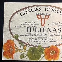 VINTAGE FRENCH WINE LABEL Georges Duboeuf BEAUJOLAIS FRANCE FLOWERS Slocum WINE