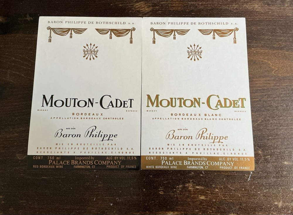 Vintage Mouton Cadet Wine Labels Bordeaux Red White Baron Philippe Rothschild