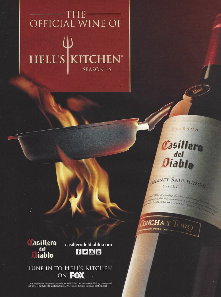 2016 Casillero del Diablo Wine Hell&rsquo;s Kitchen Fox print ad advertisement