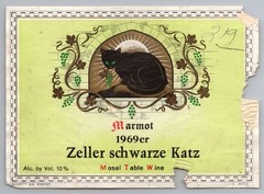 1969 Zeller Schwarze Katz German Wine Bottle Label Black Cat