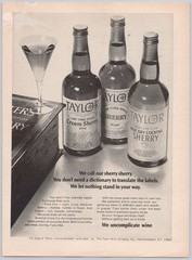 1969 Taylor New York State Sherry Vintage Print Ad Cream & Pale Dry Wine