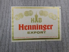 Hab Henninger Export Henninger Brau Frankfurt Germany Vintage Label Wine Winery
