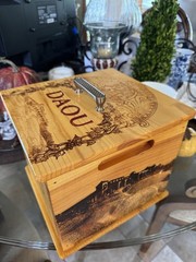 DAOU Wine Varnished Box w Lid. Paso Robles CA 8.5” Tall x 9.25” wide. Pls Read