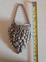 Vin Blanc French Pewter Wine Decanter Label Name Tag For White Wine