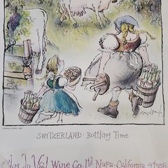 Clos Du Val Wine Co Poster « Switzerland Bottling Time » 1983 Ronald Searle Napa