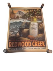 vintage chardonnay wine print REDWOOD CREEK poster ad yosemite fly fishing