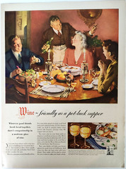 Pot Luck Supper Wine Advisory Board Vtg 1943 Magazine Print Ad Friends Dinner