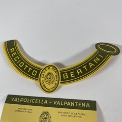 Reciotto Bertani Tipo Amabile Vintage Valpolicella Italy Paper Wine Label Unused