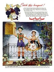 1947 Italian Swiss Colony PRINT AD Wine Fun Decor Illust. Marionette Newlyweds