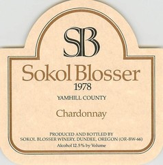 Sokol Blosser Chardonnay Yamhill County Dundee OR 1970s 1978 Vtg Wine Label