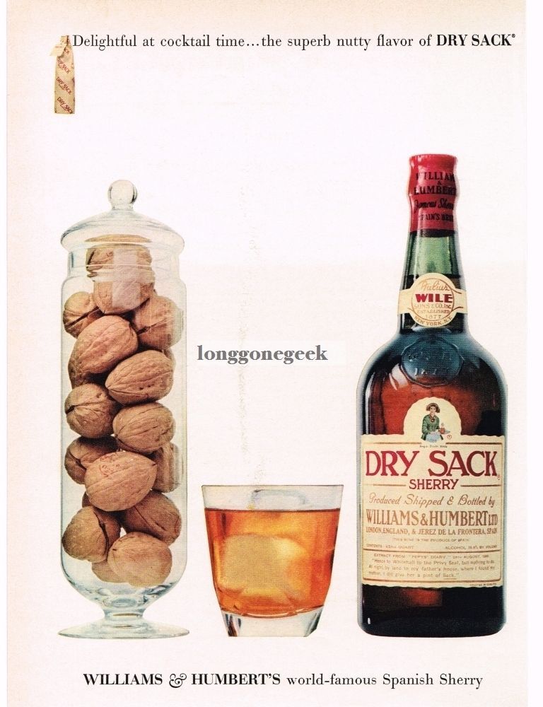 1959 William & Humbert DRY SACK SHERRY Jar Of Walnuts Vintage Print Ad