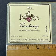 Vintage 1983 Inniskillin Winery Chardonnay Wine UNUSED Paper Label Niagara Q94