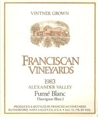 Franciscan Vineyards Fume Blanc Napa Valley CA Rutherford 1980s 1983 Wine Label