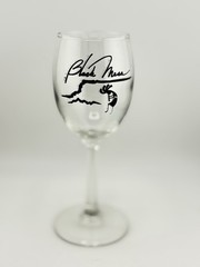 Black Mesa Oklahoma Wine Glass w/ Black Artwork – 6.5” Tall
