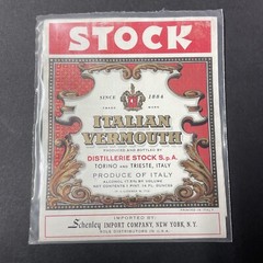Vintage 1940s Stock Italian Vermouth UNUSED Paper Label Italy Q2051