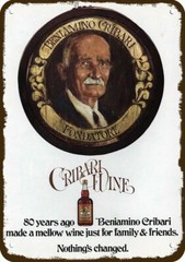 1974 CRIBARI WINE & BENIAMINO CRIBARI Vintage-Look DECORATIVE REPLICA METAL SIGN