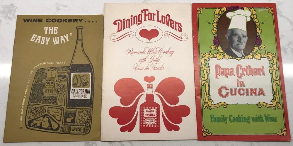 Lot Of 3 Vtg Recipe Booklets/Pamphlets Featurin California Wines Cooking W/Wine