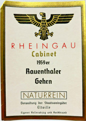 Lovely 1959 German Wine Label Rheingau Cabinet Rauenthaler Gehrn