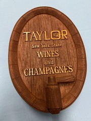 TAYLOR New York State Wines and Champagne 3D Barrel Bar Sign Hanging Vintage