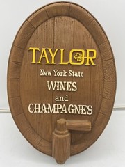 Vintage TAYLOR New York State WINES and CHAMPAGNES Barrel Bar Sign ManCave decor