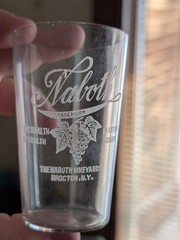 Naboth Vineyards Brocton NY New York Etched Small Glass Cup Grape Wine