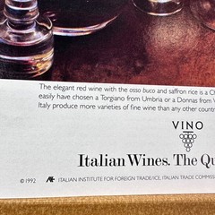 1992 Vino Italian Wine Trade Commission Vintage Print Ad 90s Food Advert Art