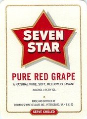 Vintage Wine Label Seven Star Pure Red Grape Richards Wine Cellars Petersburg Va