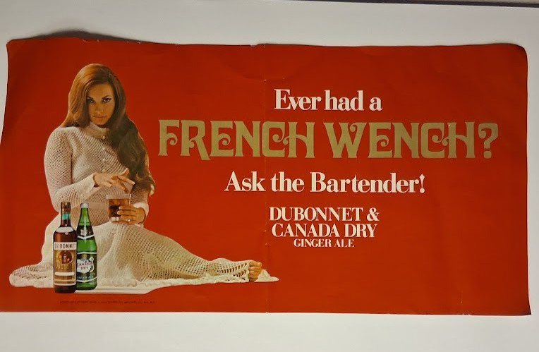 Vintage 1972 FRENCH WENCH DUBONNET WINE CANADA DRY SCHENLEY NY poster ad