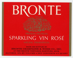 1960s-70s Hartford, MI Wine Label Sparkling Vin Rose Bronte Co #2G1