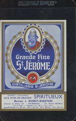 1920 French Grande Fine St. Jerome Distillerie Spiritueux Bottle and Neck Label