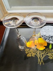 Perrier Jouet White PJ Champagne Flute France Rare Barware Signed Set Of 2