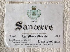 2 Sancerre Le Petit Chemarin 1980 & Les Monts Damnes 1981 Wine Labels France