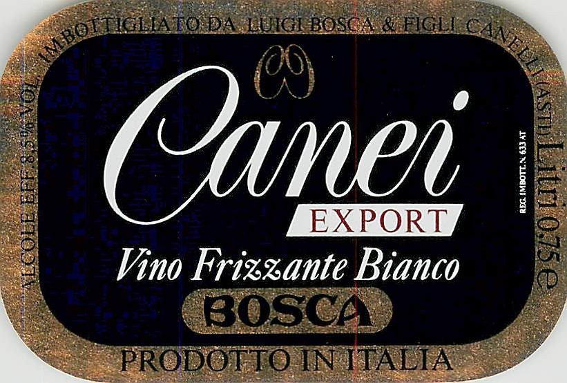 Bosca Canella Vino Frizzante Bianco White Italy 1970s 1980s Vintage Wine Label