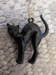 Vintage Zeller Schwarze Katz Wine Bottle black cat charm Plastic