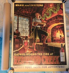 18 x 24 Redwood Creek WINE POSTER Art Advertising Lodge Fireplace Friends Warm