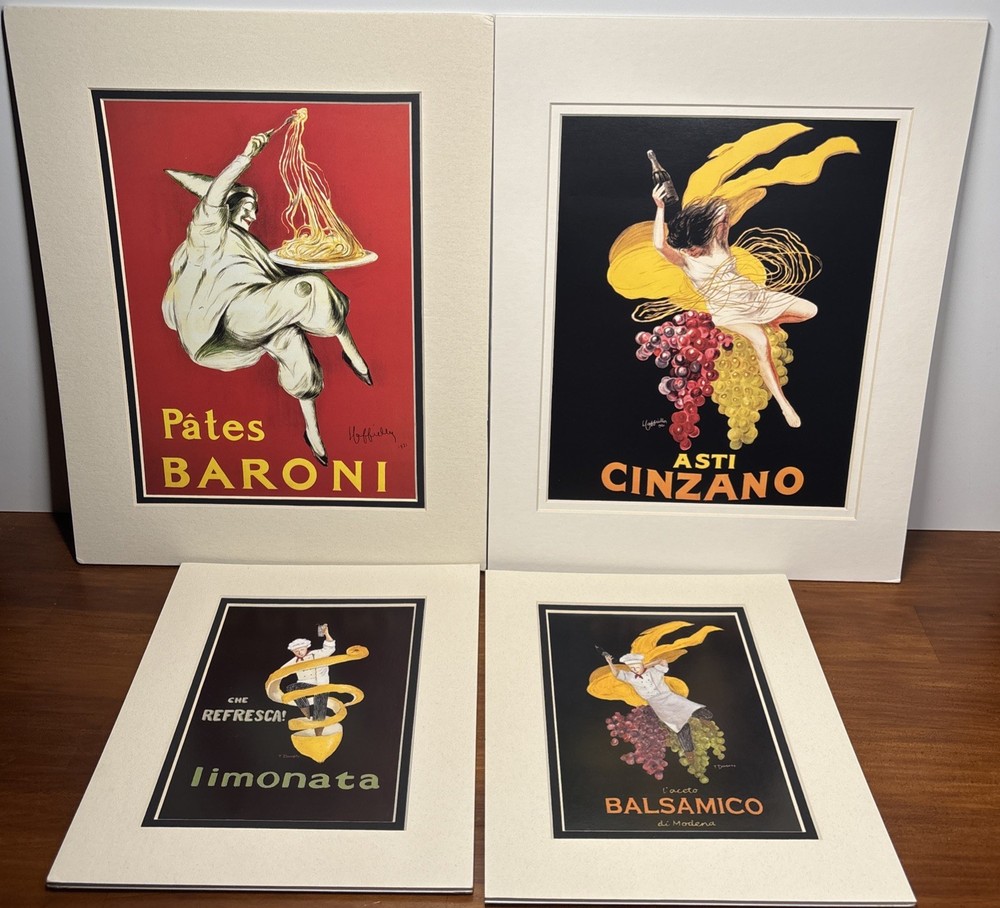 Lot Of 4 Leonetto Cappiello And T. Doughty Art Prints Double Matted 11×14/8×10