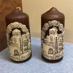 2 vintage Brown Candles Ferdinand Pieroth Weingut Weinkeeret 5&Prime; tall