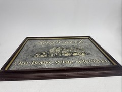 Vintage 1986 Inglenook Winery Wooden Framed Smoked Mirror Bar Sign 19”X15”