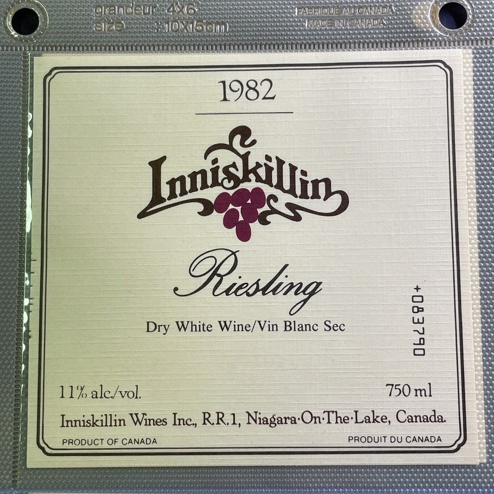 Vintage 1982 Inniskillin Winery Riesling Wine UNUSED Paper Label Niagara Q88