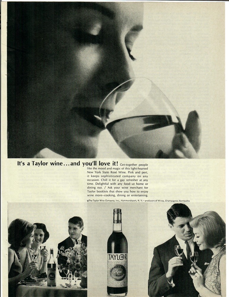 1963 Taylor Wine Vintage Print Ad Adults Enjoying Wine Party