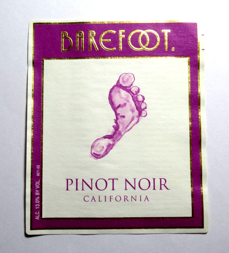 Barefoot Pinot Noir California Wine Label Gum Backing Collectible USA