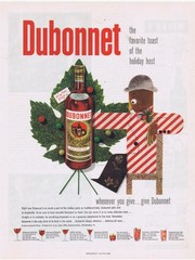 1951 Dubonnet Wine PAUL RAND Christmas Art Print Ad
