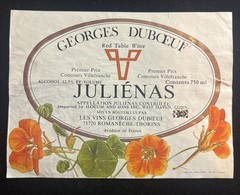 VINTAGE FRENCH WINE LABEL Georges Duboeuf BEAUJOLAIS FRANCE FLOWERS Slocum WINE