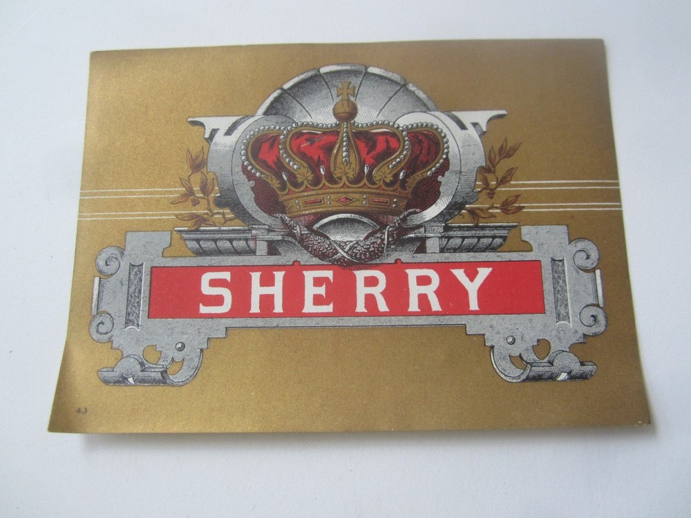 c.1900 – SHERRY – Wine Bottle LABEL – Crown