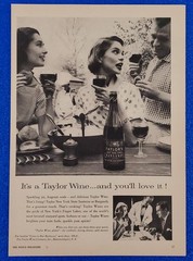 1957 TAYLOR WINE NEW YORK STATE SAUTERNE OR BURGUNDY ORIGINAL MAGAZINE PRINT AD
