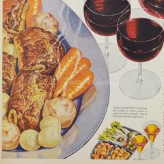 1945 California Red Wine Burgundy Claret Dinner Food photo art decor print ad
