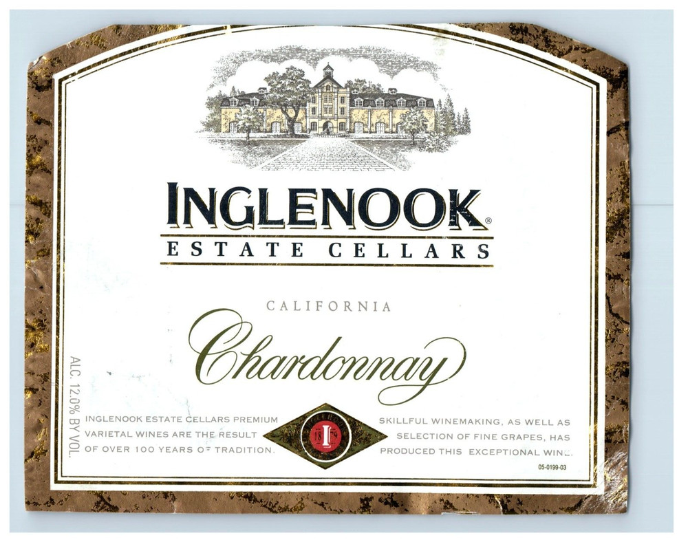 Vintage Inglenook Estate Cellars Chardonnay California Wine Label S75E