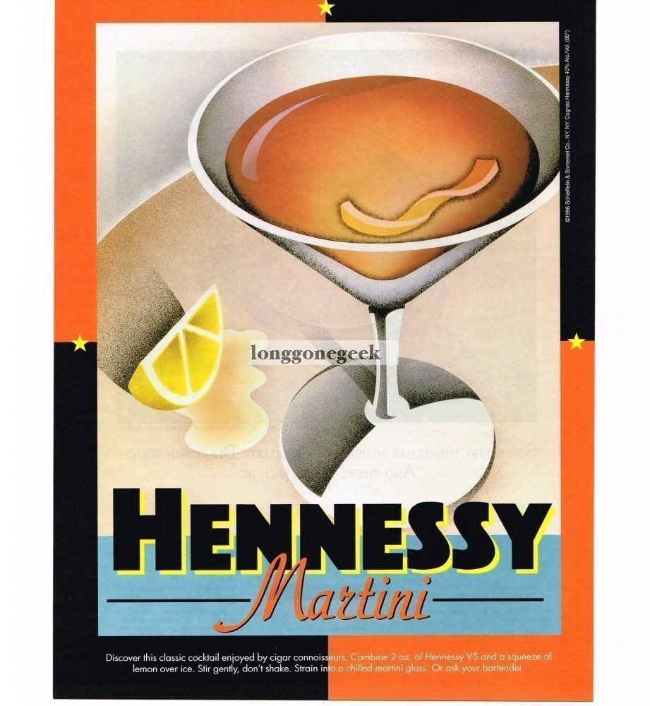 1997 Henessy VS Cognac martini recipe art Vintage Print Ad